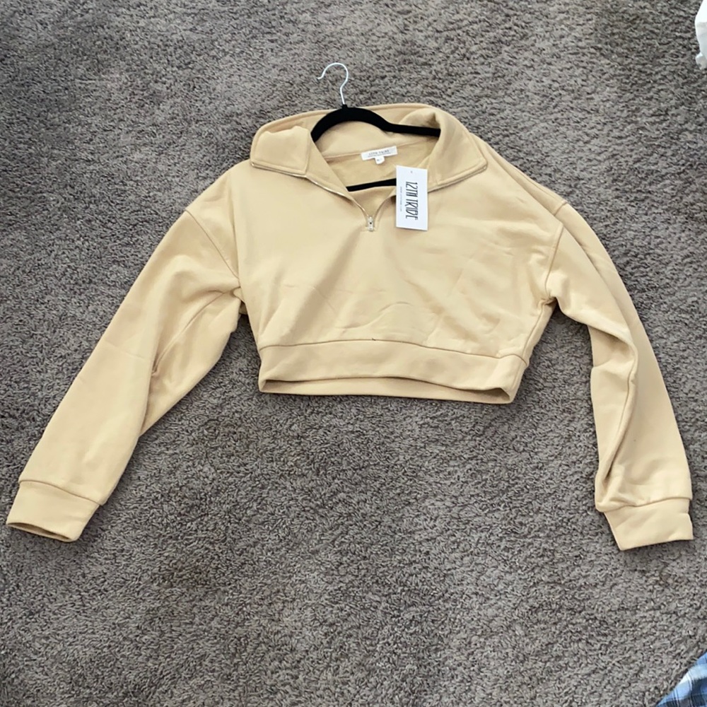 NWT 12th Tribe Half Zip Crop Sweater